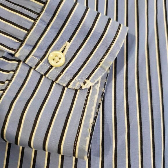 Polo Ralph Lauren Oxford Shirt Men's XL Blue Stripe Twill LS Button Down - Picture 5 of 10